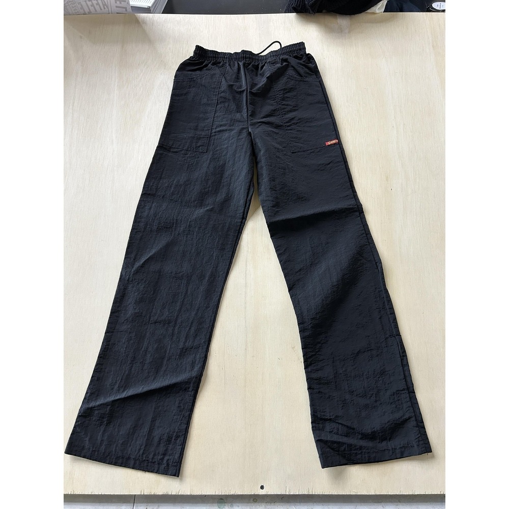 Vintage Crunch XS Black Nylon Elastic Waist 25x31 Made USA Athletic Track Pants
